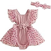 YINGISFITM Baby Girl Valentines Outfit Newborn Valentines Onesie Love Heart Romper Dress Spring Winter Clothes