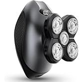 Head Shavers for Bald Men, Body Shavers for Men, Cordless Rechargeable Wet/Dry Bald Head &amp; Groin Waterproof Electric Razor with Rotary Blades, Beard Trimmer, Clippers, Nose Trimmer, Brush (Gray)