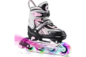 Gonex Inline Skates for Girls Boys Kids, Adjustable Skates Outdoor Blades Inline Roller Skates for Children Teens Women with Light Up Wheels for Indoor Outdoor Backyard Skating