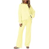 Panadila Womens 2 Piece Lounge Sets Striped Long Sleeve Pajama Set Oversized Tshirts Wide Leg Pant Loungewear