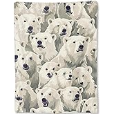 ainori Polar Bear Flannel Blanket - Realistic Animal Faces Throw,Gifts for Kids Adult & Wildlife Lovers,Ultra Soft & Warm,Lightweight, for Couch Bedroom Living Room Whimsical Winter Decor 50x60in