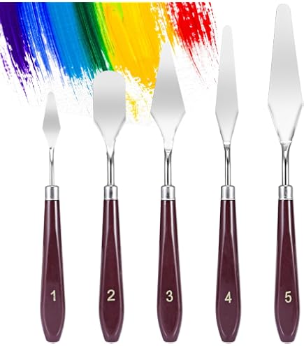 Lot De 5 Couteaux à Palette Pour Peinture - Acier Inoxydable, Manche En Bois - 4,33" X 0,67"