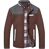 HOOD CREW Men’s Quilted Down Jacket Autumn Winter Coat Lightweight Business Causal Shirt Jacket