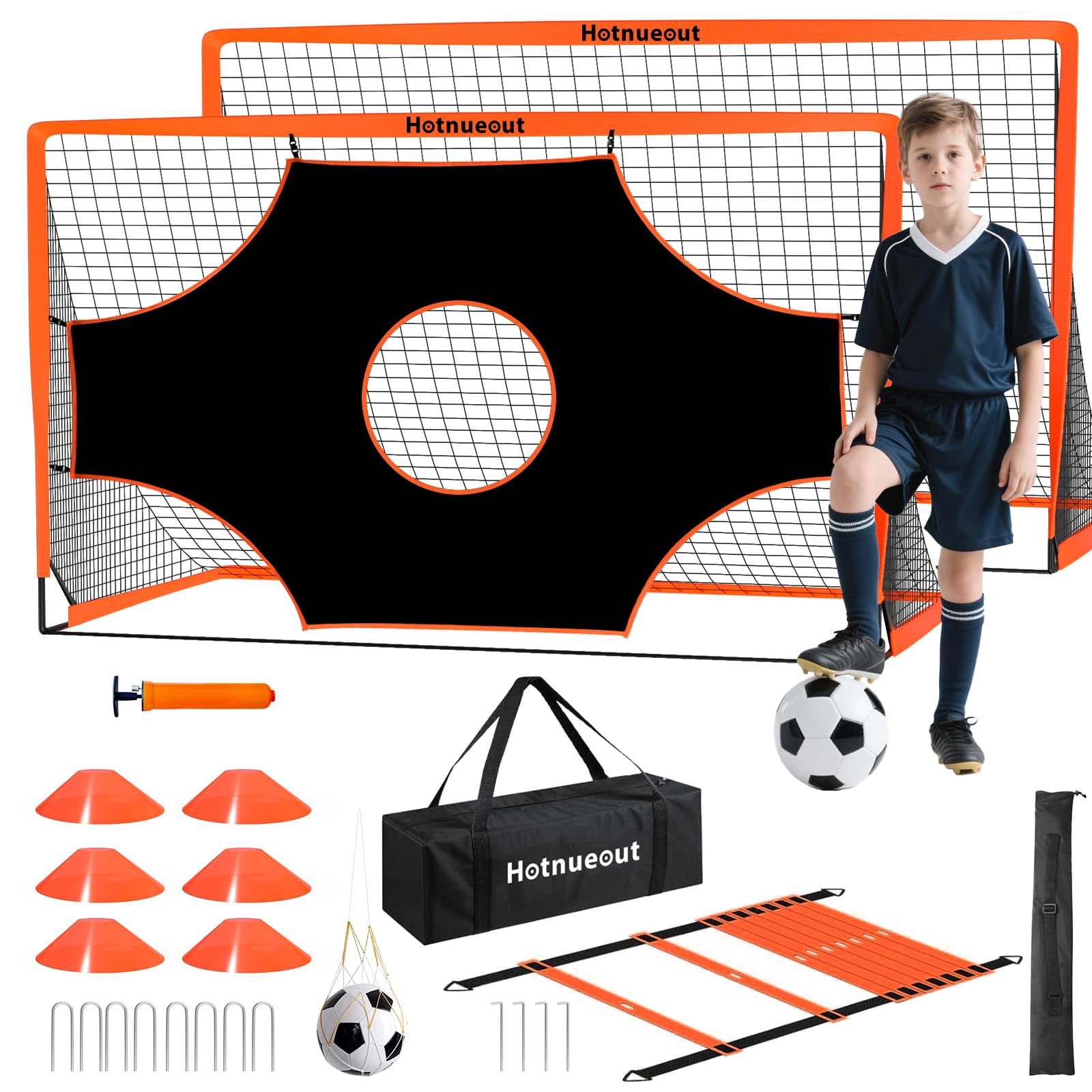 Photo 1 of Kids Soccer Goals for Backyard Set, 2 of 6x4 ft Portable Soccer Goal Training Equipment Soccer Set for Age 3+ Kids and Youth Games, Sports Children Toys