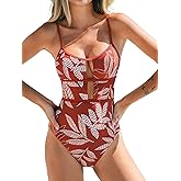 CUPSHE Women's One Piece Swimsuit Scoop Neck Adjustable Straps Cutout Back Self Tie Bathing Suit