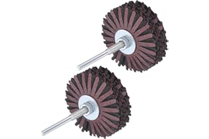 uxcell 2pcs Abrasive Cloth Flap Wheel Sanding Star 1/4-Inch Shank for Woodworking Root Carving Furniture Polishing 80 Grit
