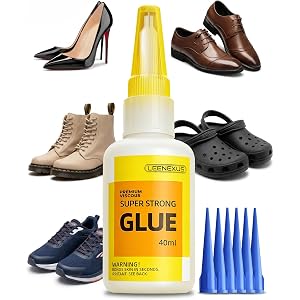Super Glue and Cement for Shoes – 40ML Gel CA Strong Adhesive, Heavy Duty Instant Bond, Waterproof Clear Shoe Glue Sole Repai