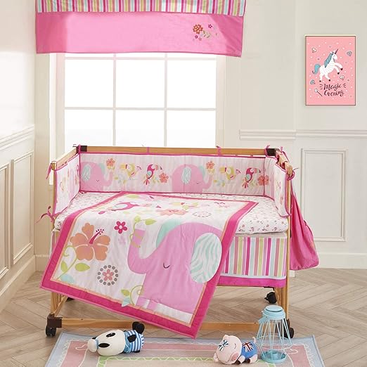 pink elephant crib sheets
