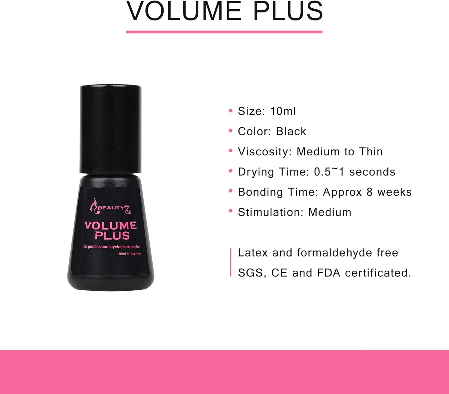 Beauty7 Volume Plus 0.1s Fast Drying Retention 8 WEEKS Eyelash Black Glue Eyelash Extension Glue Individual Lash Extensions Professionals Used Only (10ml) - Image 4