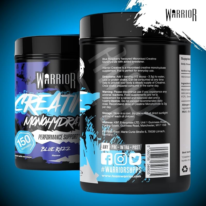 Creatina Monohidrato Polvo 500 g, Vegana – Frambuesa Azul