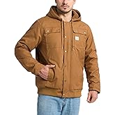 HISEA Men's Sherpa Work Jacket, Winter Water Resistant Hooded Duck Canvas Coat, Relaxed Fit Fleece Insulated Utility Jackets