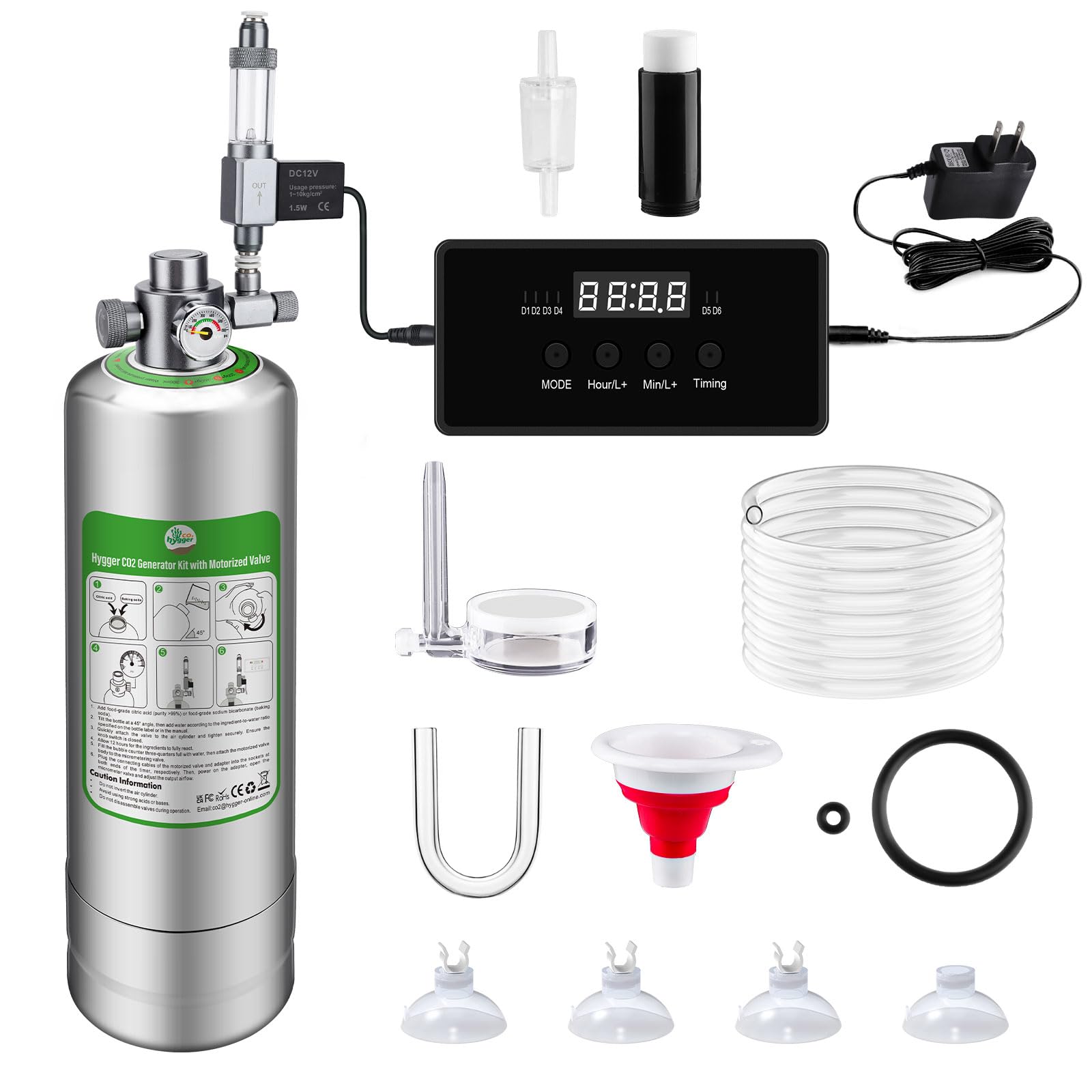 Photo 1 of Upgraded 5L Aquarium CO2 Generator System with Timer-Enabled Motor Valve, Upgrade CO2 System Kit with Quick-Release Structure for Aquarium Plants Tanks (5L)