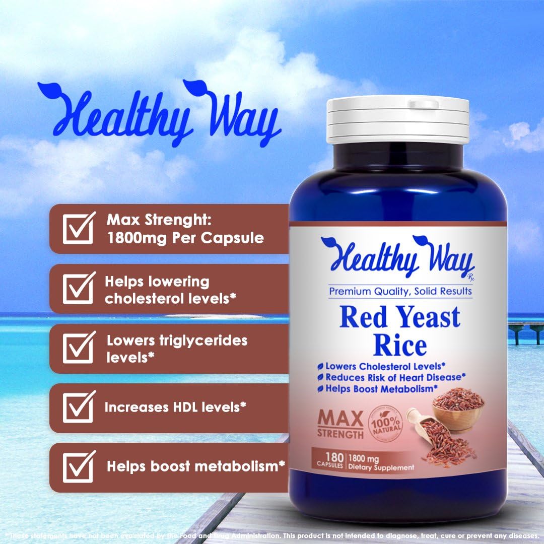 Healthy Way Best Red Yeast Rice 1800mg 180 Capsules (Citrinin Free