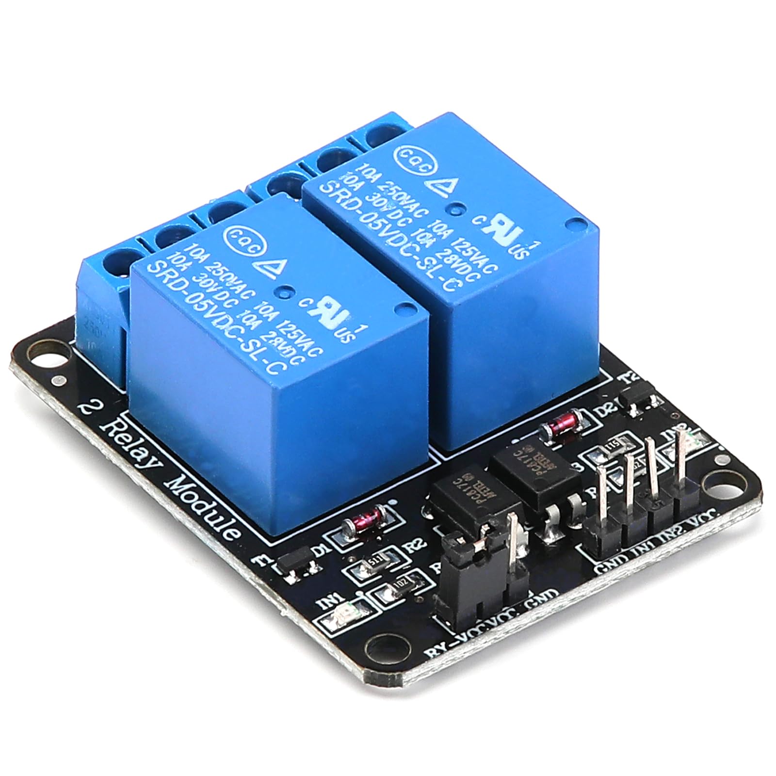 Yizhet 5V 2 Channel-Relay, DC 5V 230V Relay Shield Module Control Board with Optocoupler for Raspberry Pi Arduino PIC AVR MCU DSP ARM TTL Logic