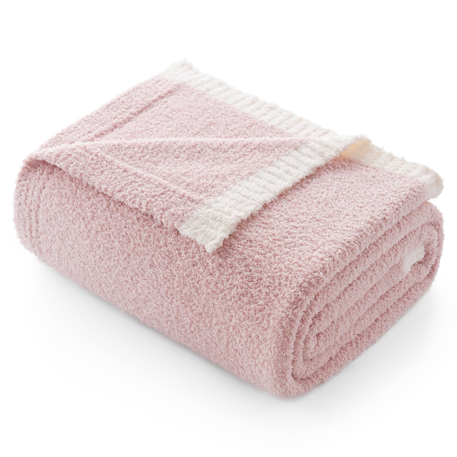 Photo 1 of Snuggle Sac Ultra Soft Throw Blanket for Couch Bed Sofa 50x60 inches, Reversible Pink Blanket Microfiber Fluffy Fuzzy Cozy Knit Throws for Women Mothers Birthday Gifts