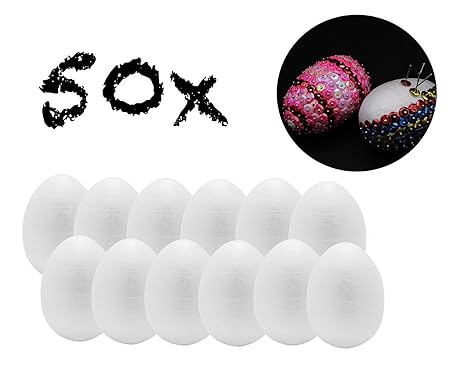 50x Styroporeier 6 cm Eier aus Styropor Plastikeier Eier Ostereier Kunststoff, Kunststoffeier, Plastikeier zum bemalen Deko D