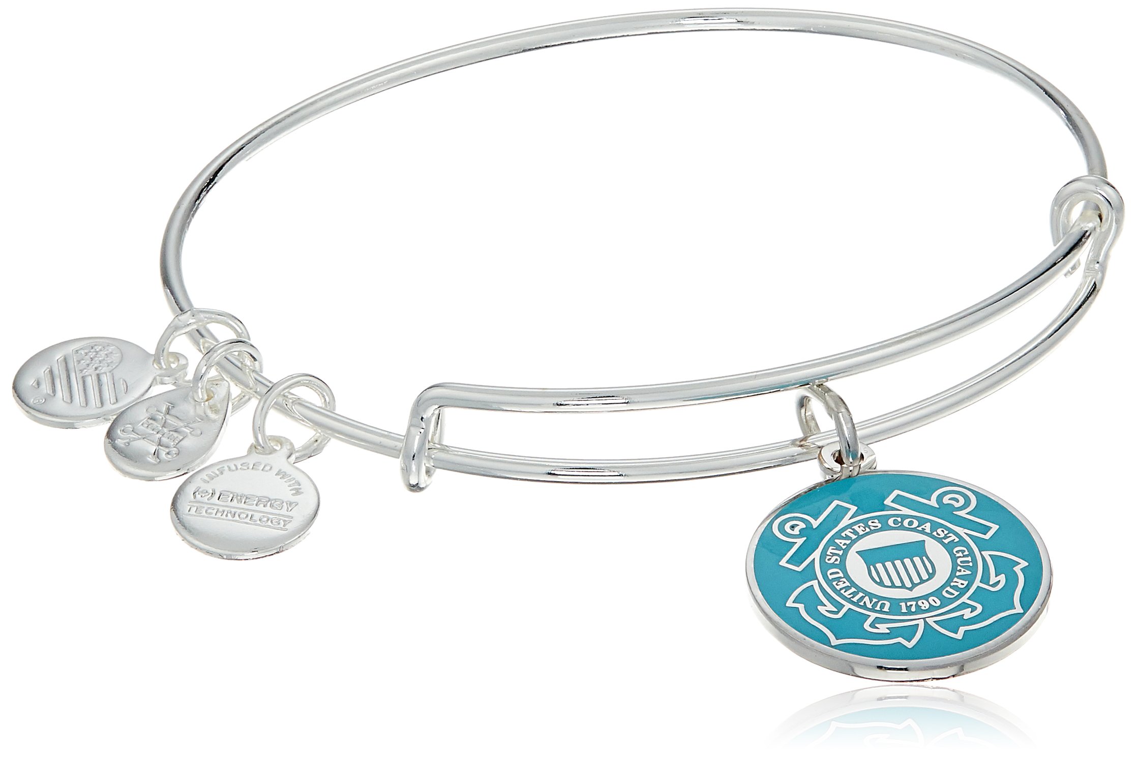 Alex and Ani "Armed Forces" US Coast Guard Expandable Wire Bangle Charm Bracelet