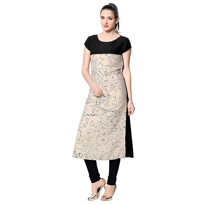 Kurtis for Women Straight Printed Crepe
