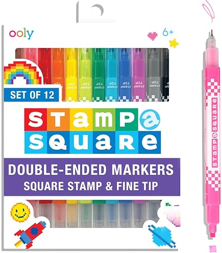 Amazon.com: Ooly Square Stamp Markers, Set of 12, 0.8mm Fine Point