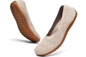 DEXJEWU Women's Wide Toe Box Flats Shoes Knit Ballet Flat Slip-on Dress Walking Comfort Shoes