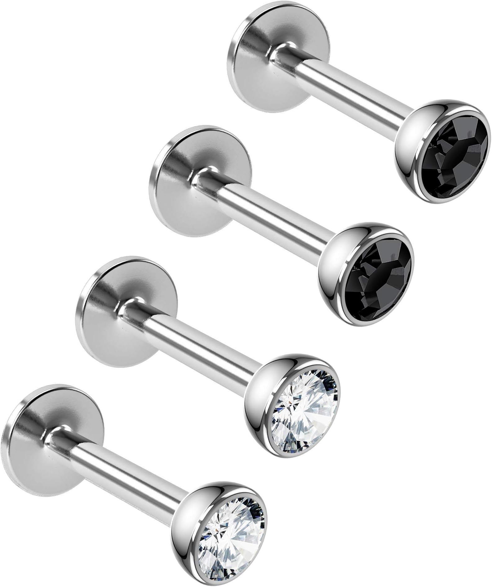 4pc 16g Surgical Steel Labret Monroe Lip Ring 3mm Halfball Tragus Earring Stud Piercing Jewelry 8mm