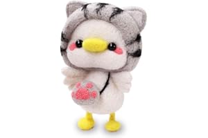 BAGERLA Needle Felting Kit, Felting Starter Kit with Felting Foam Mat and Colorful Wool, Felting kit for DIY Handcraft Duck with Needle Felting Material (Cat Duck)