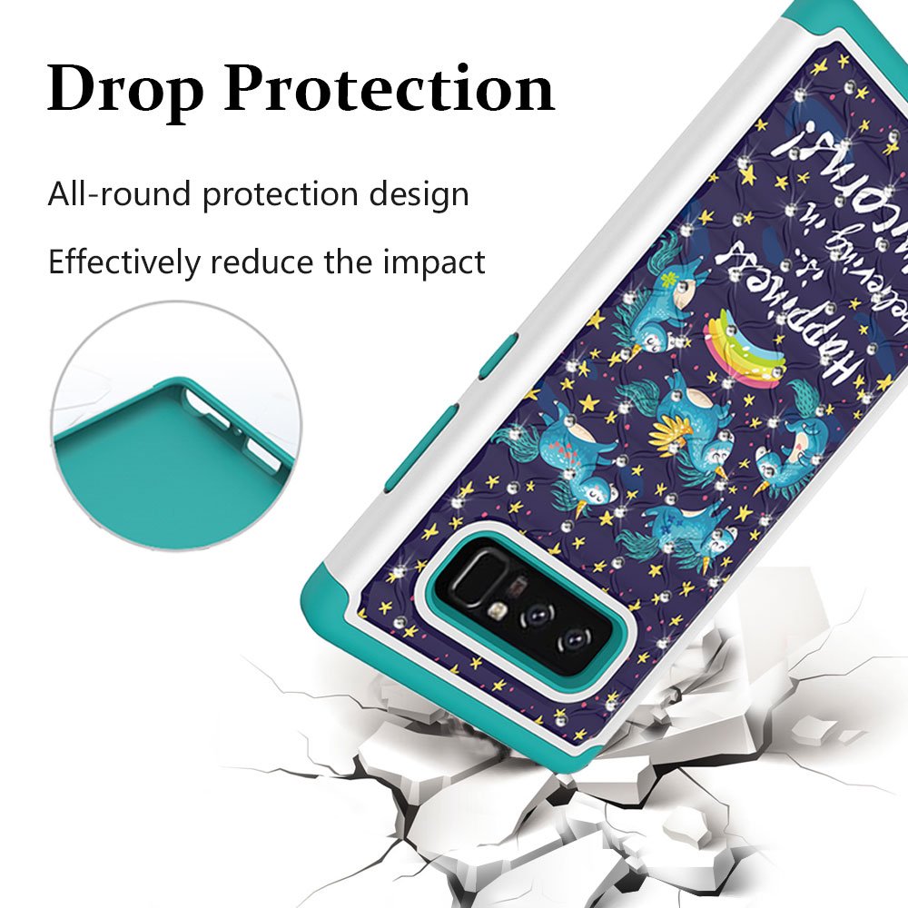 Note 8 Case, Galaxy Note 8 Case, MagicSky [Shock Absorption] Studded Rhinestone Bling Hybrid Dual Layer Armor Defender Protective Case Cover for Samsung Galaxy Note 8 (Unicorns)