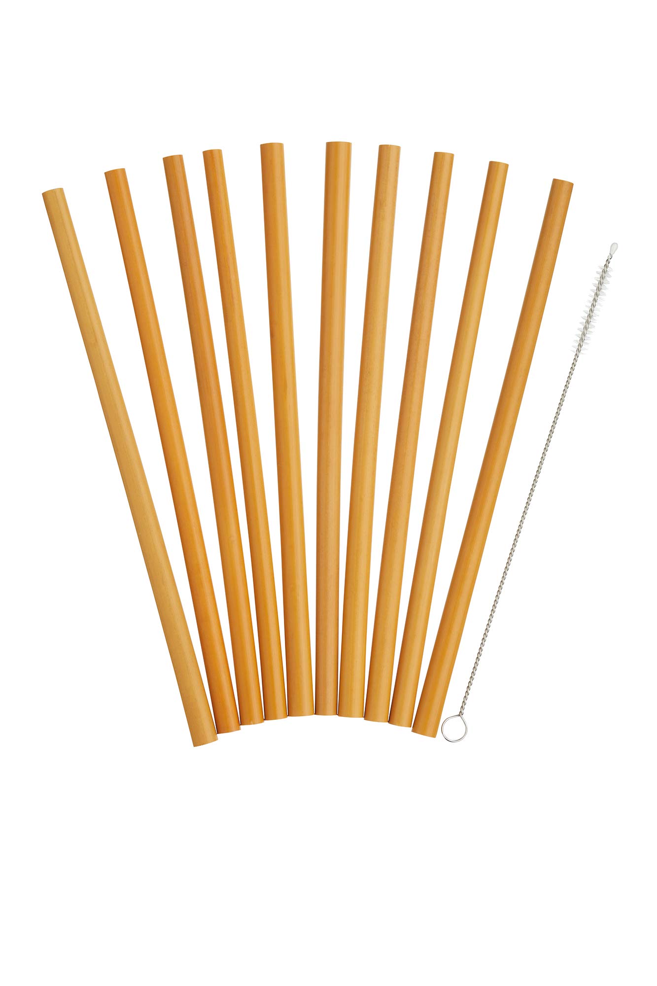 KitchenCraft Natural Elements Reusable Straws, 1 Piece Bamboo Straw Set with Cleaning Brush, 19cm