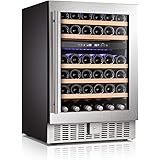 Antarctic Star 24" Wine Cooler Beverage Refrigerator Beer Mini Fridge 46 Bottles Dual Zone Built-in Freestanding Stainless St