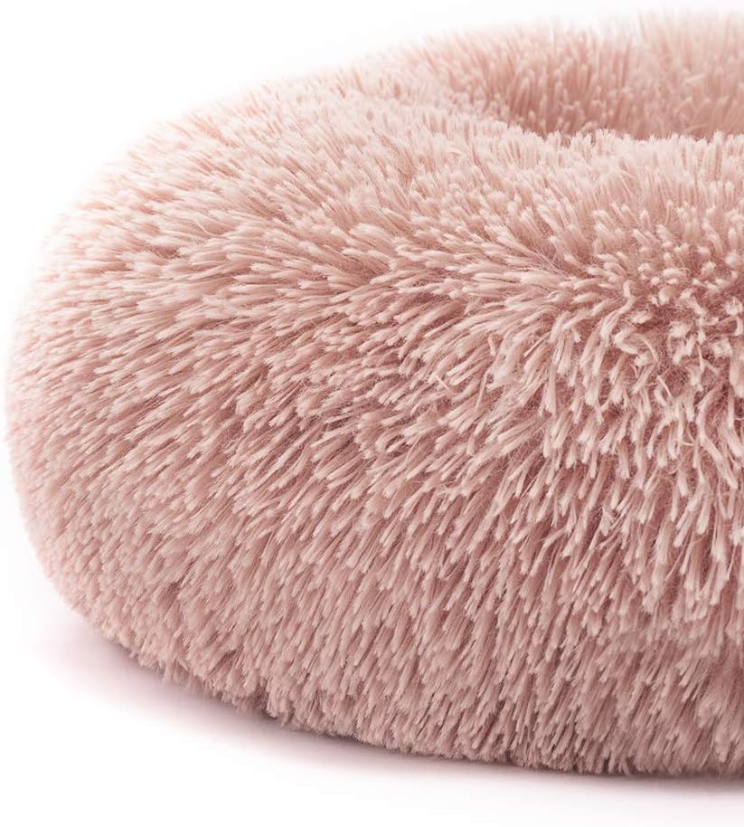 MIXJOY Orthopedic Dog Bed Comfortable Donut Cuddler Round Dog Bed Ultra Soft Washable Dog and Cat Cushion Bed (23''x 23'') (Pink) : Pet Supplies