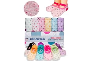 Tiny Captain Baby Toddler Girls Grip Socks Anti Slip w/Strap Socks Girl 0-7 Years Old Gift Set Age 1-7 Socks With Grippers