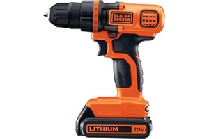 BLACK+DECKER 20V MAX Cordless Drill and Driver, 3/8 Inch, With LED Work Light, Battery and Charger Included (LDX120C)