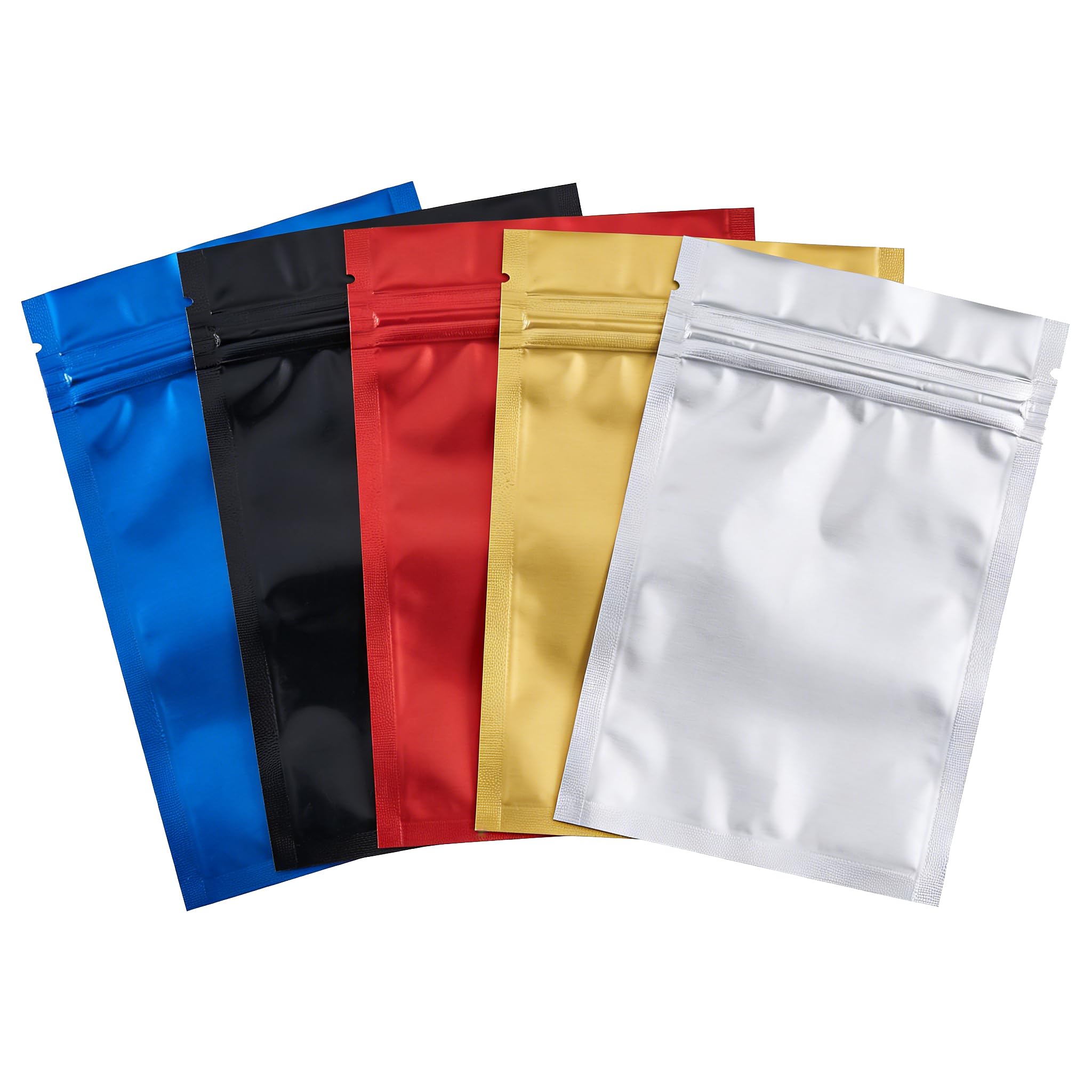 100 PCS Colorful Self Sealing Vacuum Aluminum Foil Packaging Bags Ziplock Mylar Packing Pouch Wholesale Heat Sealing Sample Storage Bags Pouches Perfect for Sample (7.5 * 10cm)