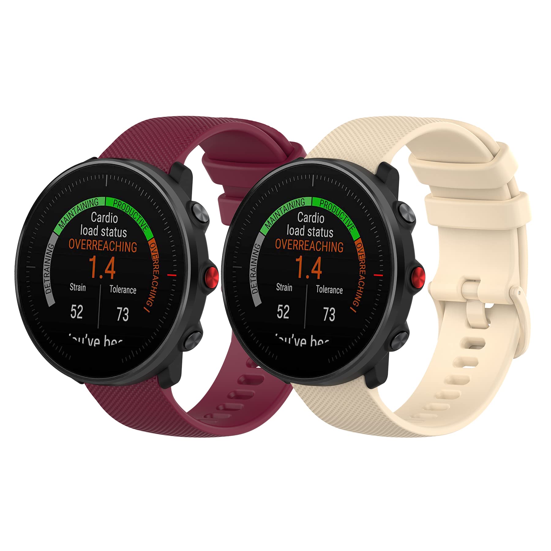 CHULN Pack of 2 Wristbands Compatible with Polar Vantage M2, M, Grit X, 22 mm Breathable Soft Silicone Sports Replacement Strap