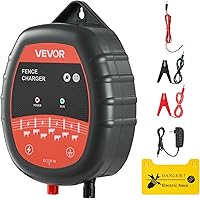 VEVOR Electric Fence Charger, 10kV 1J, AC DC Electric Fence Energizer with LED Indicator, 1.86 Miles Range, Powerful Plug-in