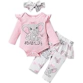 YOUNGER TREE 3PCS Newborn Infant Girls Clothes Baby Girl Fall Outfits Mustard Yellow Romper Baby Clothes Girl Winter Outfits