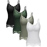 Fourluoo Women's Long Lace Tank Tops lace Camisole Patchwork Tops for Women