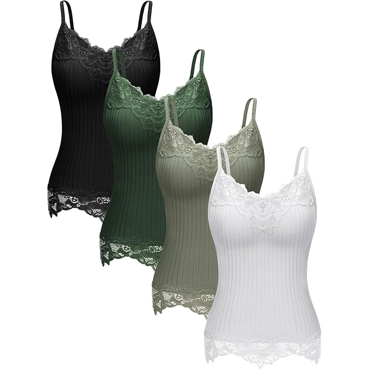 Hicarer 6 Pieces Lace Camisole Tank Tops Lace Trim Camisole