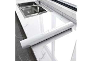 Watthourhome Glossy Marble Contact Paper for Countertops Peel and Stick Wallpaper Self-Adhesive Removable Waterproof Vinyl fo