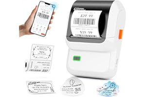 Ponek Label Maker, M100 Sticker Printer, Versatile App with 3000 Icons and 300 Templates, Barcode Bluetooth Label Printer for Small Business, Office, Home, School Organization, White