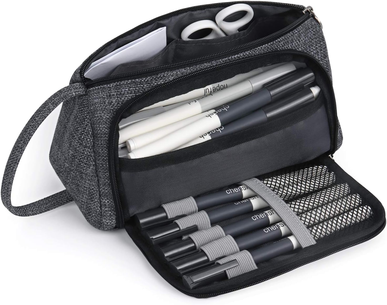 Mokani Pencil Pouch, Big Capacity Pencil Pen Case with Handle, Canvas