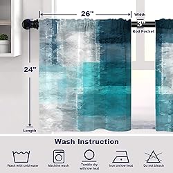 Batmerry Teal Soft Velvet Tier Curtains,Modern Art