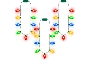 Blowata Christmas Light Necklace, 3PCS Christmas Necklace with 3 Flash Modes, Colorful Xmas Light up Decorations for Christmas Necklaces Party Favors Festival Party Supplies Ugly Sweater Decor