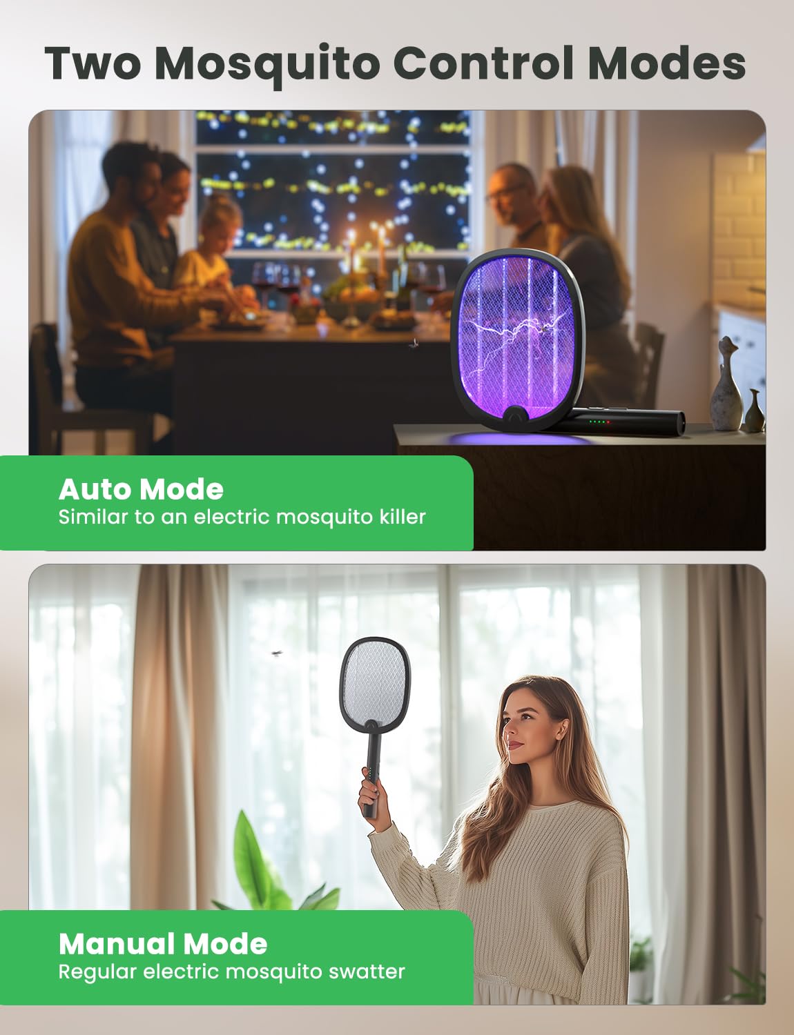 YISSVIC Elektrische Fliegenklatsche Extra Stark klappbar 2in1 Schwarz 1 STK 7