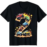 2 Year Old Monster Truck Boy Toddler 2nd Birthday Party T-Shirt