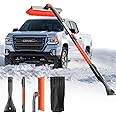 DooGooCoo [Upgrade] Ice Scraper & Extendable Snow Brush for Car Windshield [Military-Grade Sturdy] - 360° Pivoting Brush Head