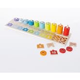Fat Brain Toys Match &amp; Stack Counting Board, Educational Number Learning, Montessori Inspired Activity Set for Preschoolers and Kindergarteners, Ages 2+