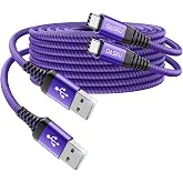 USB C Cable 3A Fast Charging 10FT, 2Pack USB A to USB C Cable for Carplay | Durable Braided USB to USB C Charger Cord iPhone USB C Cable iPhone 18 17 16 15 Pro Max,Samsung Galaxy S10 and More-Purple