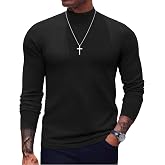 COOFANDY Mens Mock Turtleneck Sweater Lightweight Knitted Pullover Sweaters | Long Sleeve Knit Shirts, Stretchy Sweater, Slim Fit Pullovers for Layering, Fall Winter, Casual Everyday Wear