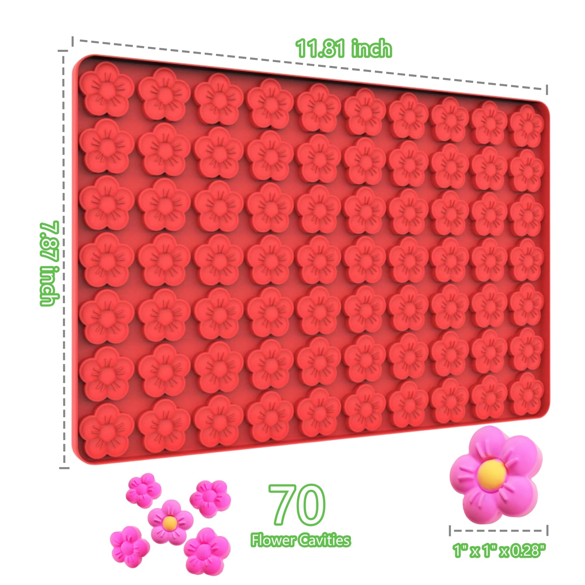 Tadonyny Small Flower Candy Molds Silicone Chocolate Gummy Molds, Blossom Silicone Fondant Cake Mold Mint Molds with Scraper (flower)